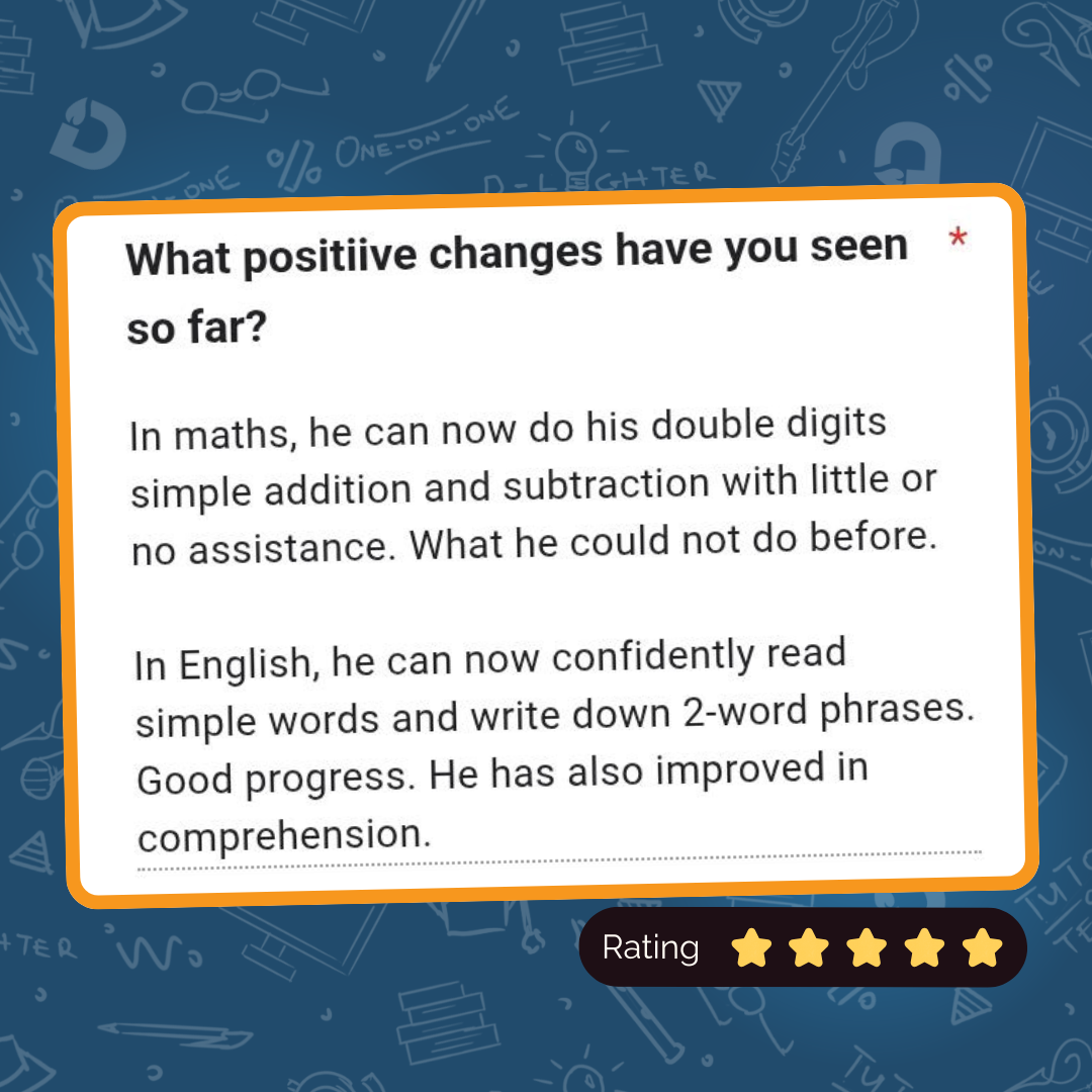 Parent testimonial 6 showing positive feedback about D-lighter Tutor services